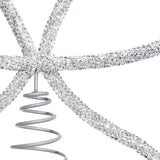 Sparkling Christmas Tree Top Bow Elegant Holiday Decoration Silver