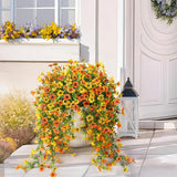 2Pcs Artificial Flowers for Outdoors Decorations Summer Fake Hanging Floral Decoration Orange-Yellow
