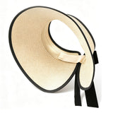 Adjustable Foldable Sun Visor Hat Wide Brim Open Top for Outdoor Beige