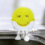 2PCS Creative Smiley Face Hanging Sponge Holder for Kitchen Sink White