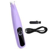 Cordless Pet Paw Trimmer with LED Light Rechargeable Grooming Tool for Dog Cat Purple