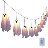10PCS Ghost 275cm Halloween Warm White LED Hanging Light String with 8 Modes