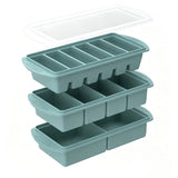 3PCS Silicone Freezer Trays with Lid For Meal Prep&Freezing Soup Stews Gray Blue