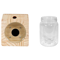 Wooden Bee Trap for Outside Hanging Wood Carpenter Bee Catcher with Removable Bottle Style 1
