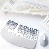 Wireless Keyboard and Mouse Combo 2.4G Full Size Wave Keys  for Windows Desktop Gray-White Gradient