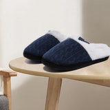 Warm Knit House Slippers for Women Comfy Slippers Indoor Outdoor Soles Dark Navy
