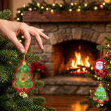 6 PCS Embroidered Padded Christmas Ornaments with Metal Jingle Bells