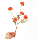 5 PCS Stem Cloth Dandelion Ball Artificial Flowers with Bendable Stems Orange