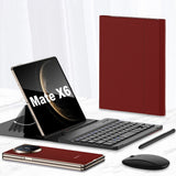 Bluetooth Keyboard Leather Case with Wireless Mouse & Stylus for Samsung Galaxy Z Fold 7/6/5 Red