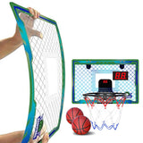 Indoor Lighted Basketball Hoop Mini Over The Door Basketball Hoops with 2 Basketball for Kids Green