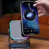 Bluetooth Speaker Phone Stand with Rotating Holder and Induction Playback Black