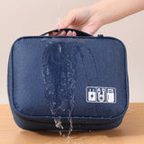 Large Travel Organizer Bag for Electronics with Adjustable Dividers Navy Blue