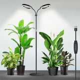 Grow Lights Dual Head LED Adjustable Height 134 to 170 cm for Indoor Plants Black