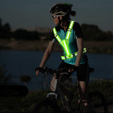 Adjustable LED Reflective Vest Rechargeable Running Gear with Night Light Green
