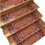 5Pcs Self Adhesive Carpet Stair Mats Washable Stair Runners Red