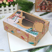 12Pcs Set Christmas Cookie Boxes with Clear Window Kraft Paper Candy Boxes