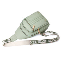 Women Sling Backpack Anti Theft Crossbody Bags with Adjustable Strap 5 Compartments Light Green