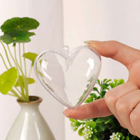 10 Pcs Clear Heart-Shaped Christmas Plastic Baubles DIY Xmas Tree Fillable Decor Ornaments