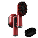 Portable Wireless Electric Hair Comb with Vibration and Oil Mist Spray Red