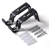 2PCS Adjustable Curtain Rod Brackets – Wall Mount Holders for Drapes Black