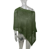 Women Summer Beach Cover Up Irregular Sheer Poncho Shawl Green