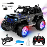 Remote Control Car with Color Lights Stickers Rechargeable Off Road Truck Black