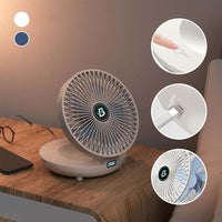 3-Speed Adjustable Air Circulator Fan Foldable  Wall Hanging Fan Rechargeable Desktop Cooling Fan White