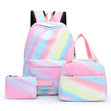 3PCS  Backpack Set with School Bag  Lunch Bag & Pencil Case Rainbow