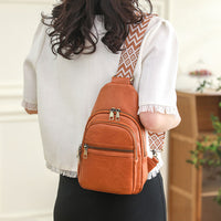 Women Sling Bag PU Leather Crossbody Bag Shoulder Bag Brown