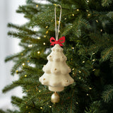 3PCS Flocked Christmas Tree Hanging Ornaments with Bell Pendants