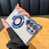 Thin Shockproof Stand Case Compatible with Samsung Galaxy S26 Ultra with Lens Cover Blue