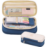 Large Capacity Pencil Case Student Teen Girls Boys Navy Blue