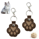2PCS Pet Paw Shaped Key Chain – Pet Fur Storage and Memorial Gift Key Ring Brown