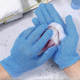 Exfoliating Shower Bath Gloves Back Scrubber Set for Body Face Dead Skin Removing Blue