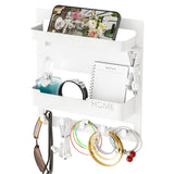 Bedside Shelf Organizer Wall Mount Self-Stick for Bedroom Storage White
