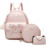 3 Pcs Set PU Bags Backpack Purse Sling Bag for Women Pink