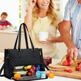 2-in-1 Tote Bag and Wallet with Insulated Lunch Compartment and 15.6-Inch Laptop Sleeve Black