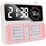 Desk Visual Timer with Task Board and Pen Holder Countdown Clock Pink