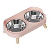 Elevated Double Stainless Steel Pet Food and Water Bowl Set Pink