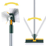 3-in-1 Multifunctional Scrape Cleaning Brush Rotating Corner Floor Scrub Brush with Long Handle Green