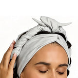 Heatless Curling Headband Bow Shaped with Flexible Styling Wires Light Gray