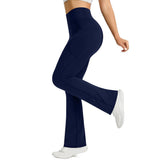 High Waist Yoga Pants Flare with Side Pockets for Daily Workout Wear Navy