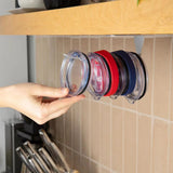 Tumbler Lid Organizer Self-Adhesive Under-Cabinet Mount Space-Saving Lid Holders Silver