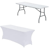 Rectangular Spandex Stretch Tablecloth for Wedding Party White