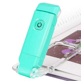 USB Rechargeable Clip On LED Book Light for Bed Night Reading Tiffany Blue