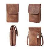 Trendy Crossbody Bags for Women PU Leather Triple Compartment Sling Purse for Cell Phone Brown