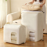 2 Piece Hand Compression Quilt Storage Bags with Valve and Clear Window Beige