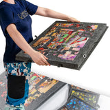 Foldable Puzzle Board with 6 Sliding Drawers for 1000 Pieces Puzzle Felt Building Table Dark Grey