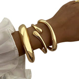 3Pcs Women’s Chunky Bangle Bracelets – Wide Stackable Wrist Cuffs Fashion Jewelry Gift Gold