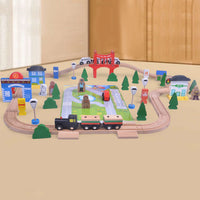 Wooden Train Set with Tracks – Expandable and Changeable for Girls and Boys 6 Years Old Style 2